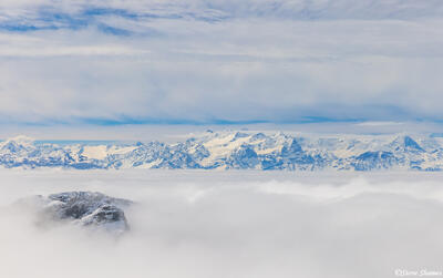 Distant Swiss Alps