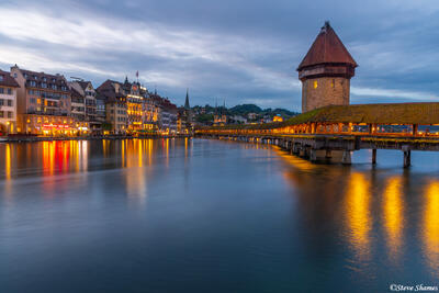 Luzern Chapel Bridge Sunset