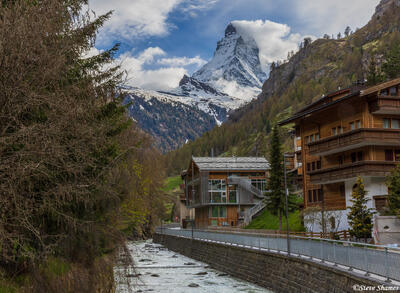 Matterhorn Over Zermatt Town