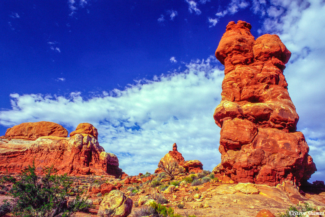 Lots of rock towers like this one around Arches. We had a great sky that day, which really makes an interesting backdrop.