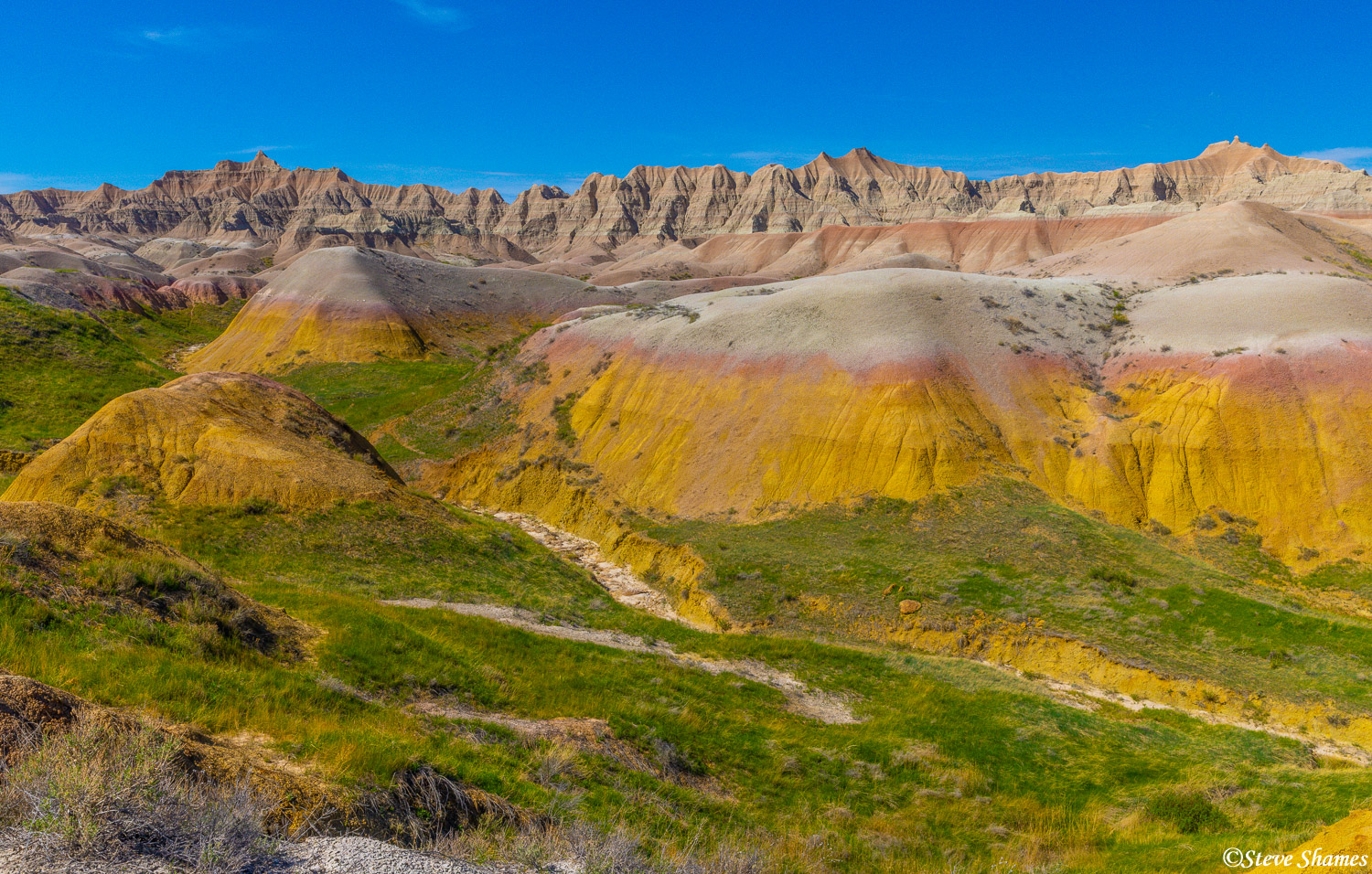 One of the many scenic spots of Badlands National Park -- the yellow mounds.