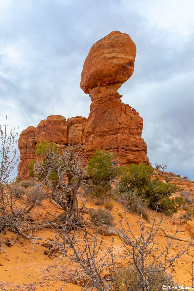 Someday, wind and water erosion will cause this rock to tumble, but until then is is quite a sight.