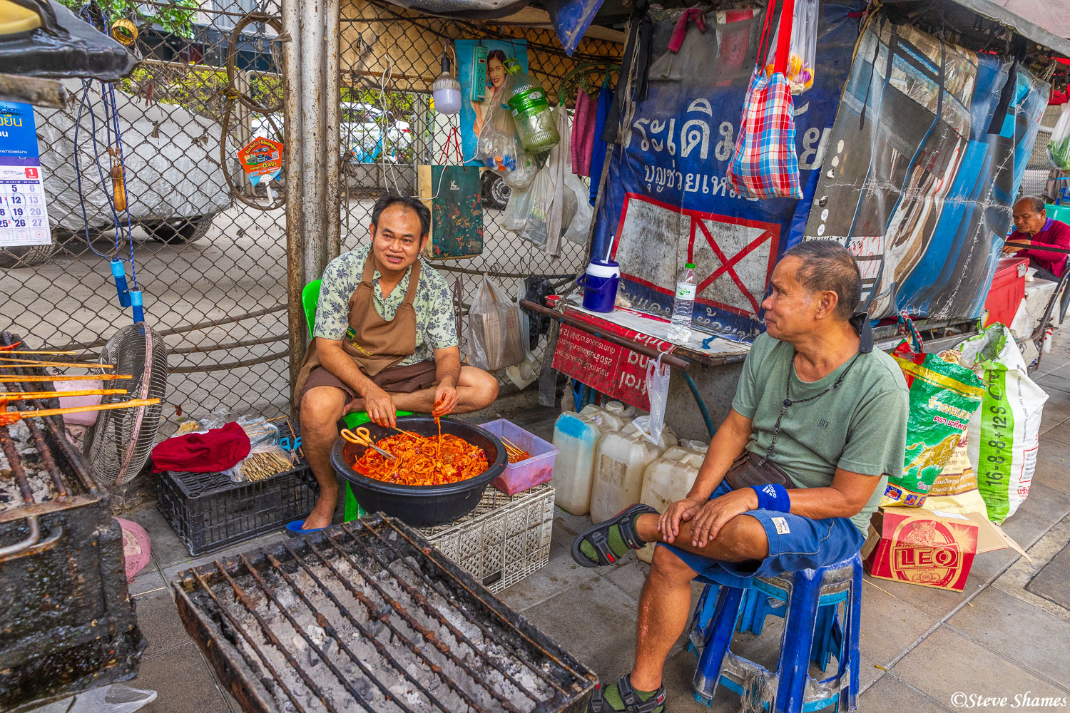 A little slice of life with a street scene in Bangkok. Always food cooking, everywhere you go.
