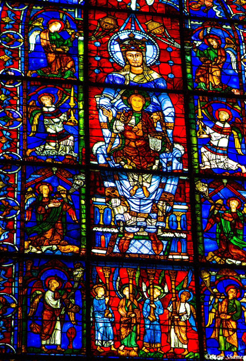 This beautiful vivid stained glass window is one of the most famous in the world. It is called "Blue Virgin", and is at the spectacular...