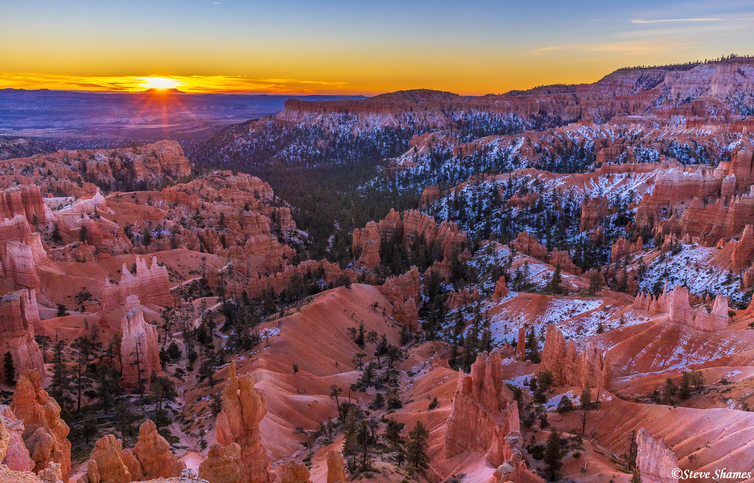 Here is a Bryce Canyon sunrise at Sunrise Point. It was a very cold winter morning.