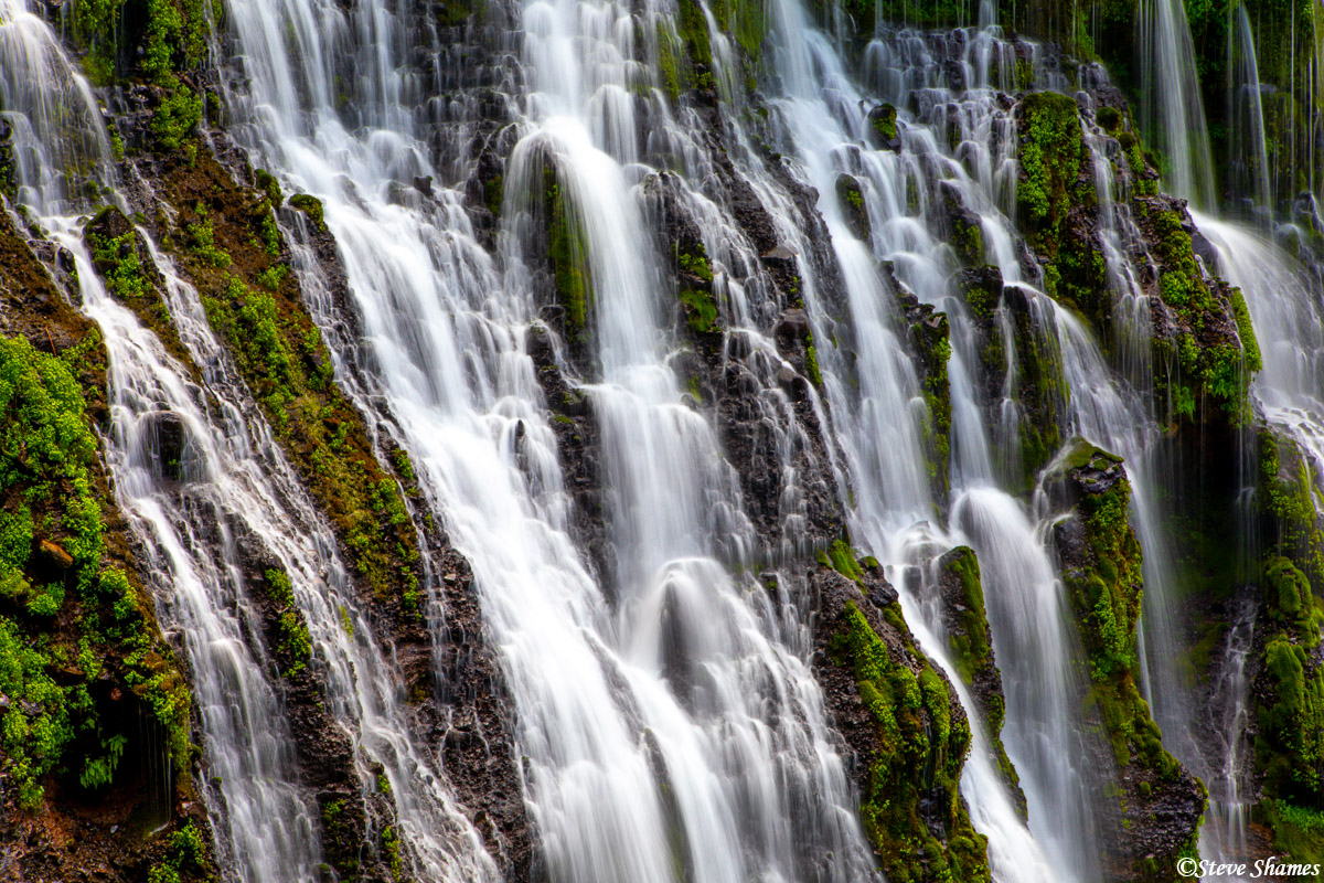 A close up of a beautiful waterfall, Burney Falls.
