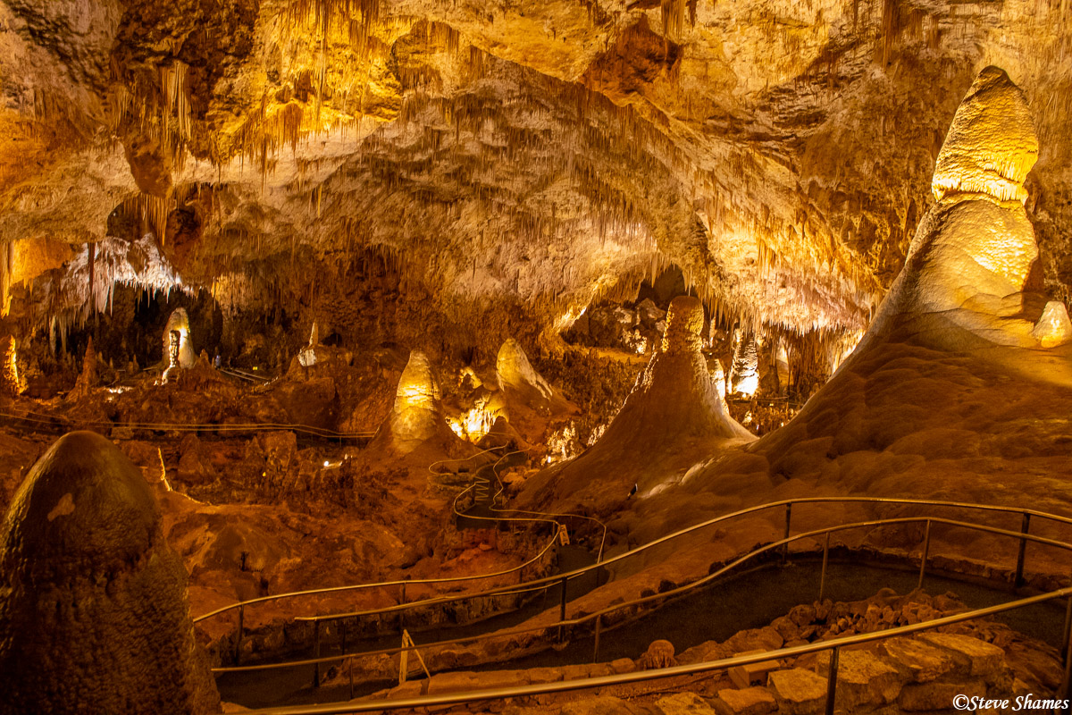 This shot with the walking trail gives an idea of the size of this portion of the cavern.