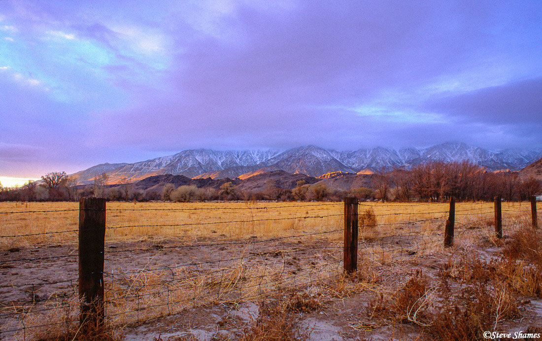Sunrise on the edge of town in Lone Pine.