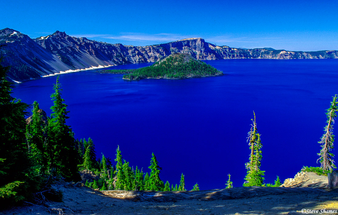 The deep blue waters of Crater Lake. This is the bluest water I have ever seen. Lake Tahoe is second.