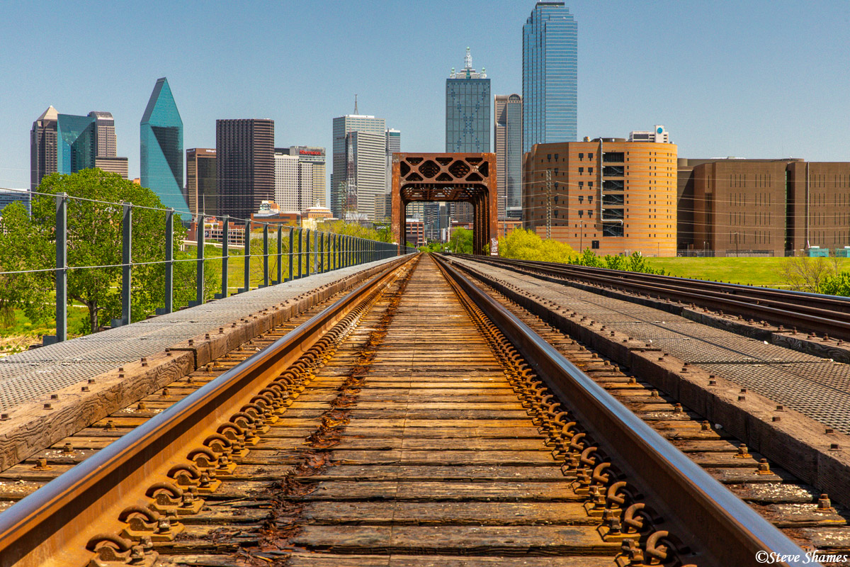 This is the railroad bridge over the Trinity River, and it gave great views of the city of Dallas.