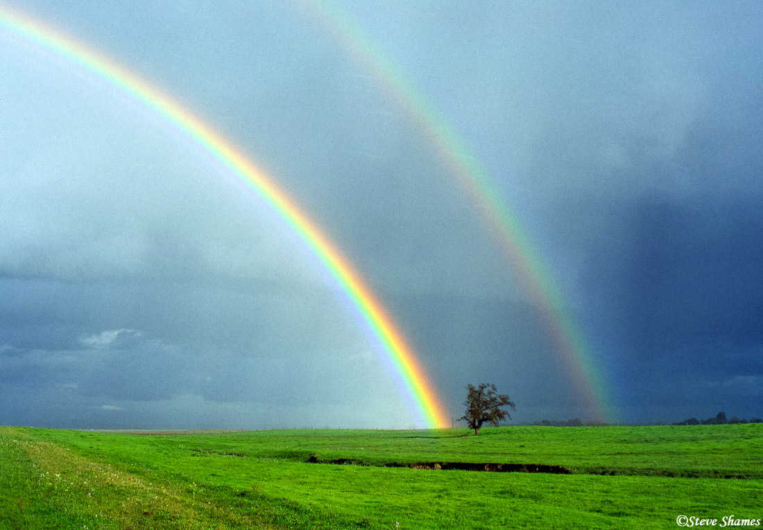 A double rainbow after a bout of rain.