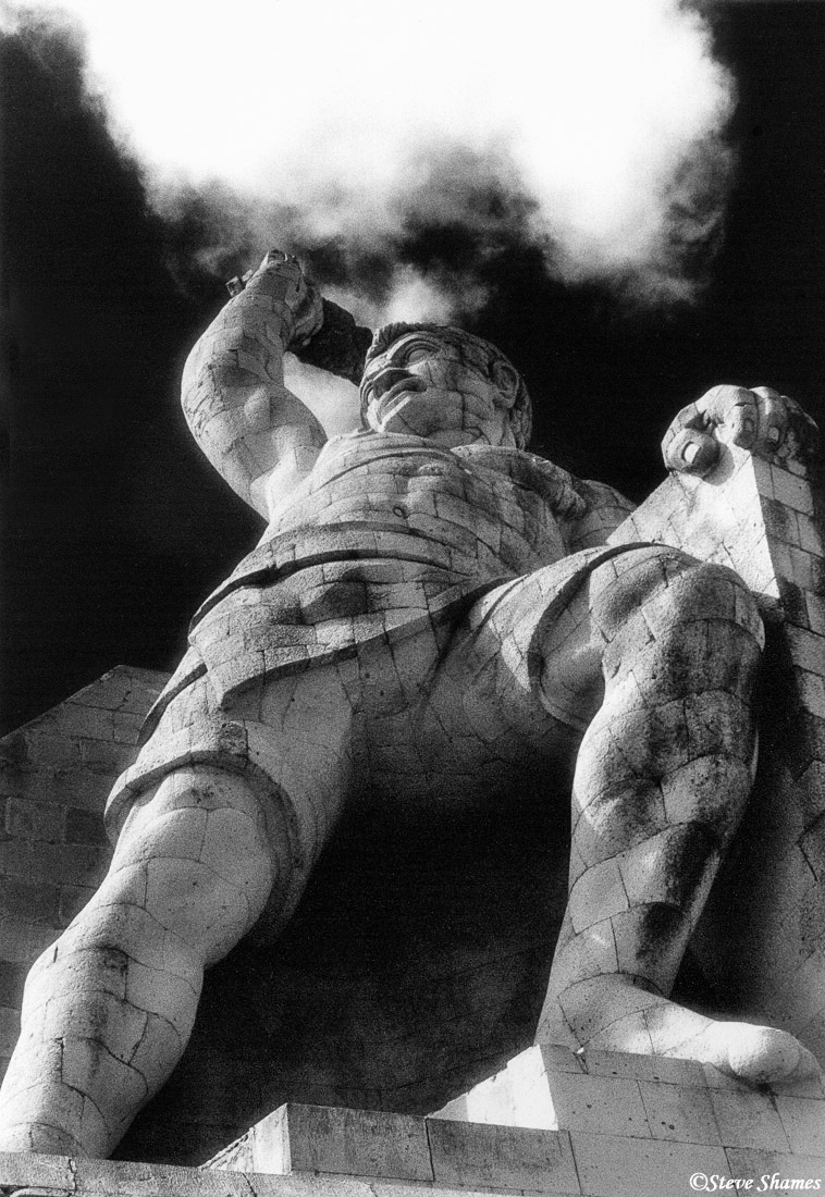 This is the statue called "El Papila" in the city of Guanajuato. It overlooks the city at a high point. Walking up to its base...