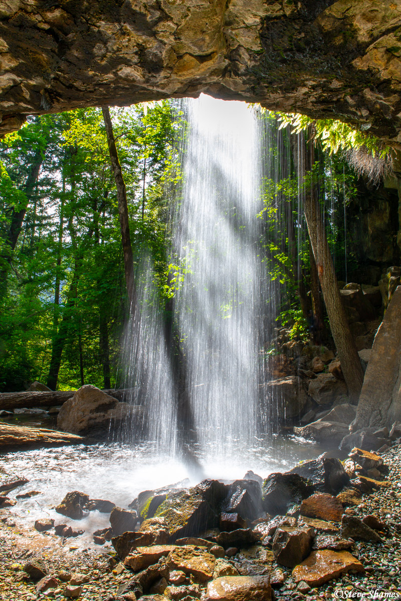 Here is a view of Hedge Creek falls looking out from behind.