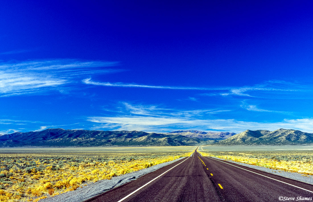 Wide open stretches of Highway 50 going through the middle of Nevada.