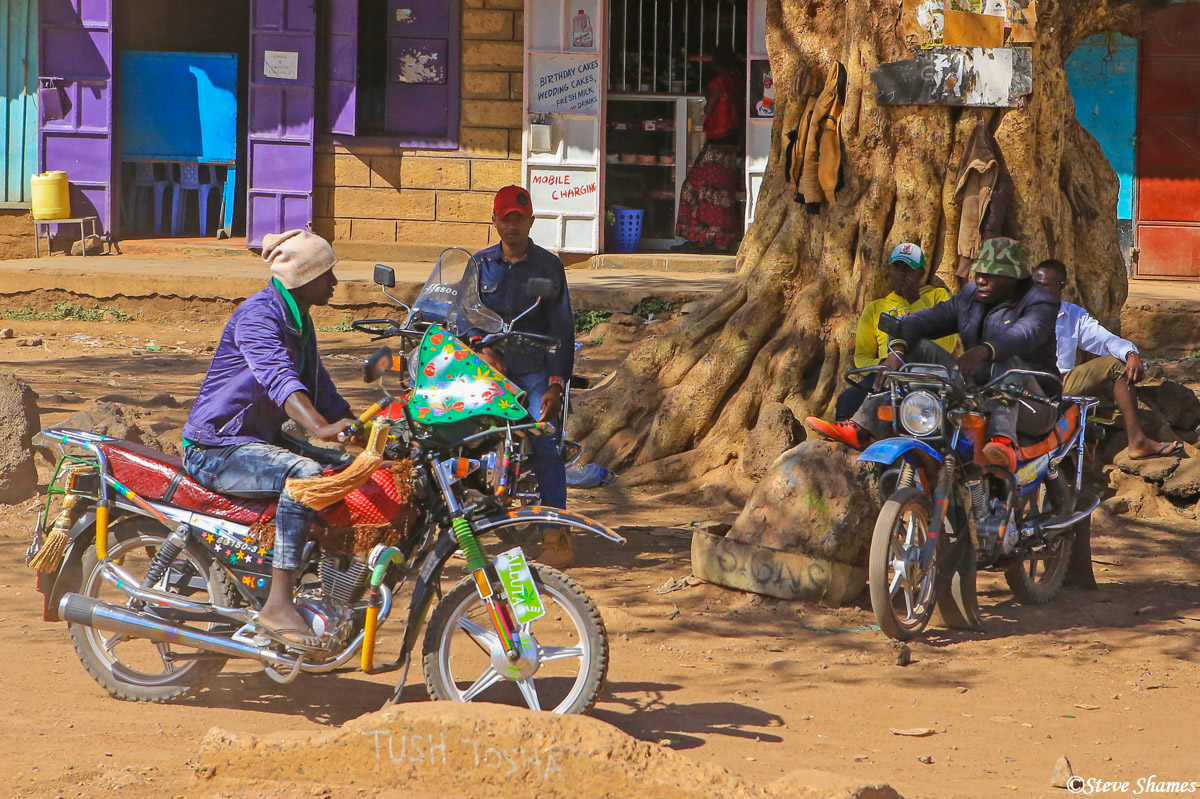 I notice the main pastime for young men with motorcycles in Kenya, is hanging out with other young men with motorcycles and other...