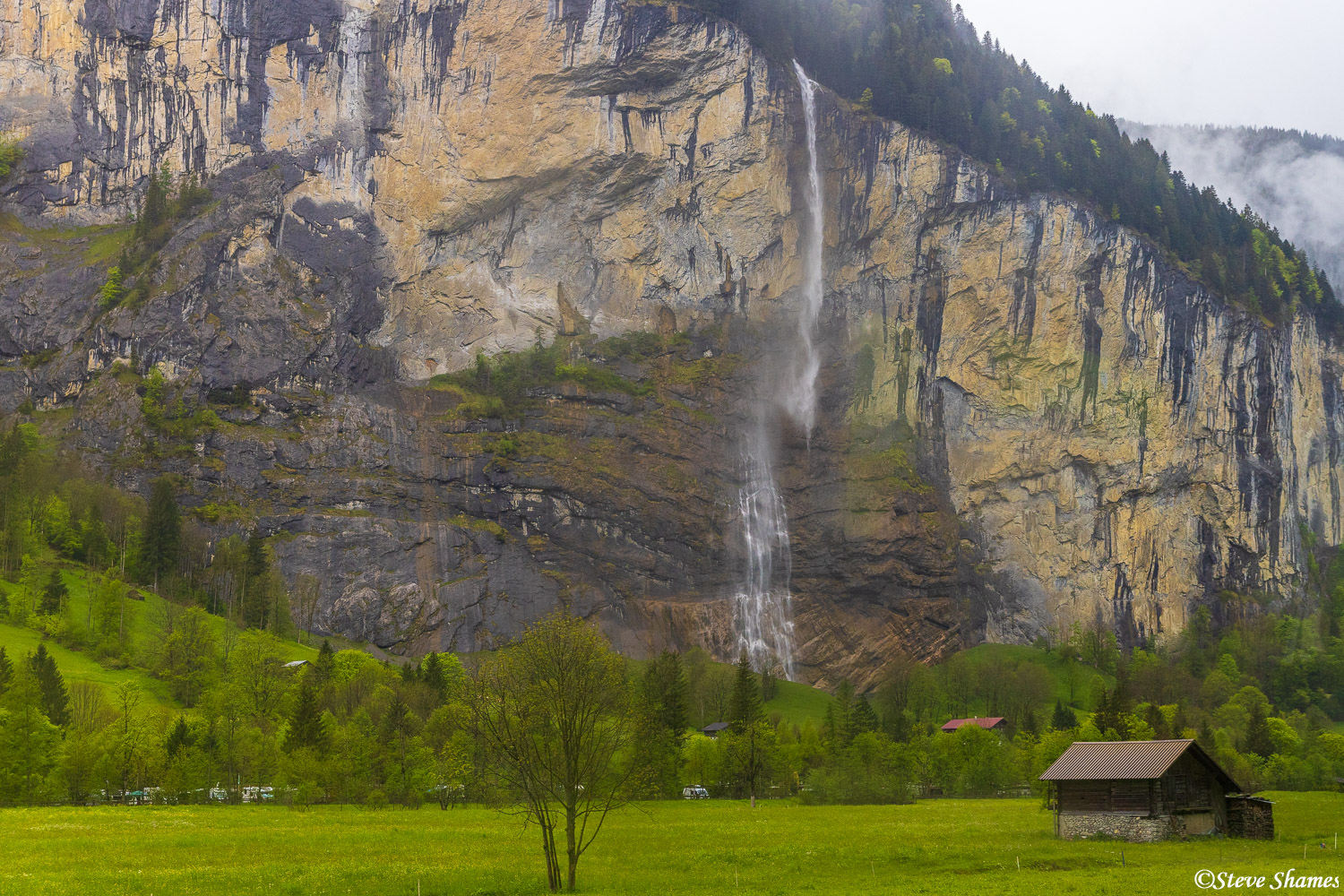 In the Lauterbrunnen Valley. I think these little farm building make a great foreground for other things -- like waterfalls.