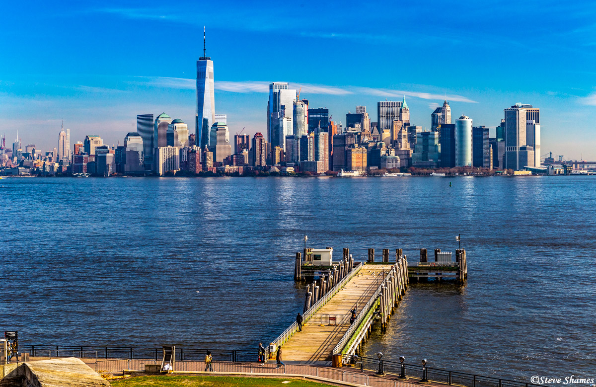 The view of lower Manhattan from Liberty Island.
