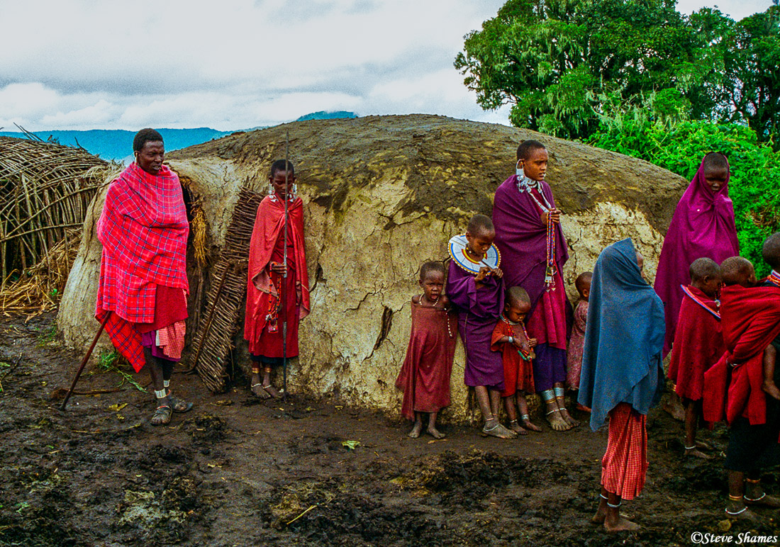 On the Crater rim, we visited a Maasai Village. They charge a certain amount per person, not much, to come in and hang out with...