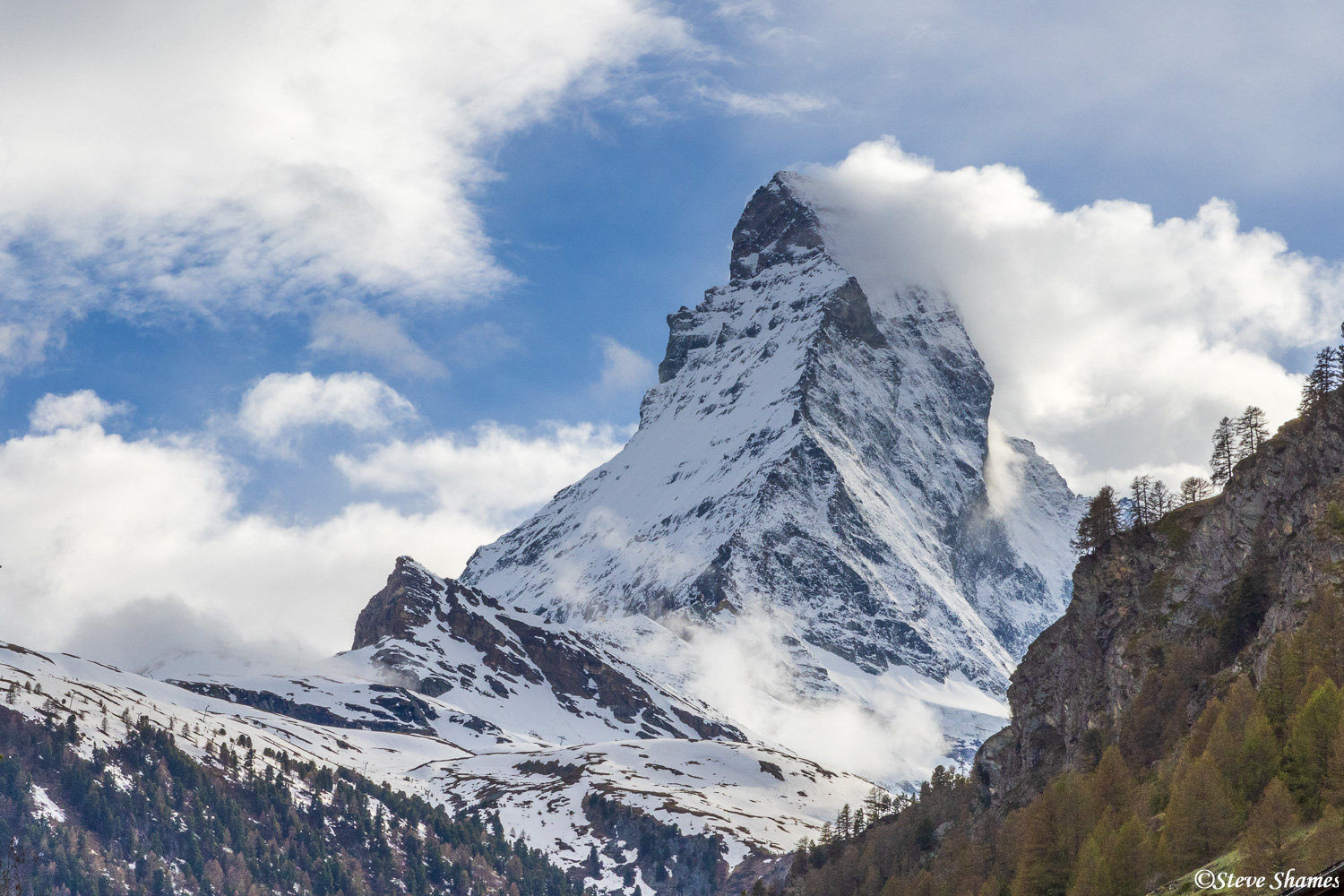 Another close up of the Matterhorn. It seems to make its own clouds.