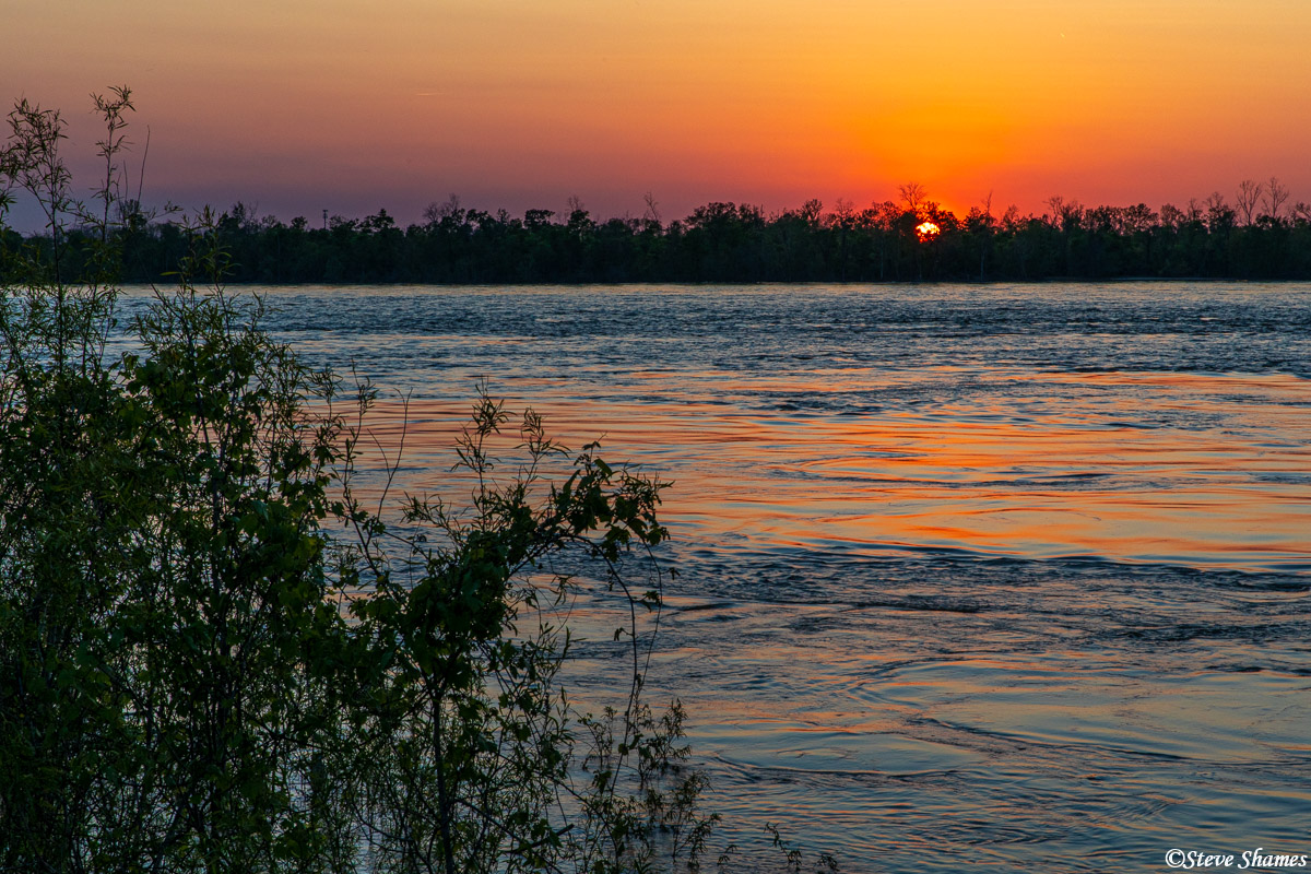 Sunset on the Mississippi River. This was in the town of Vicksburg.