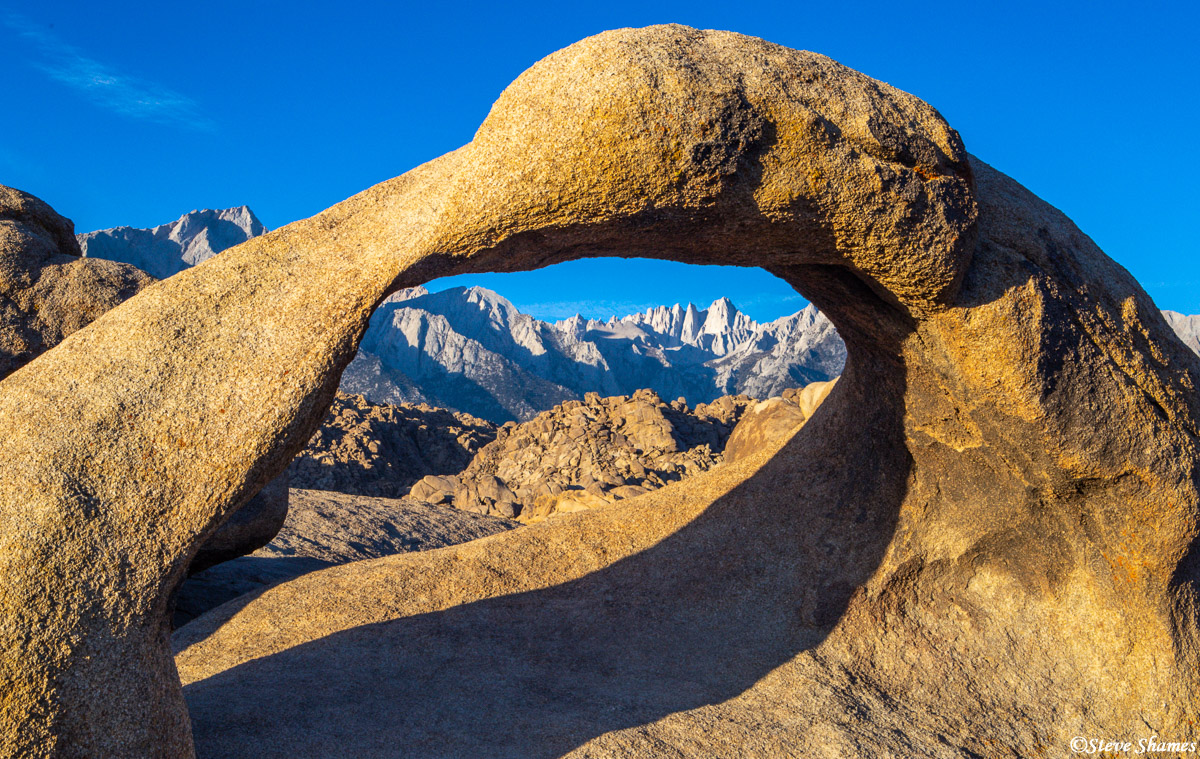 Here is the famous Mobius Arch. At the right angle you can frame Mt. Whitney through it.
