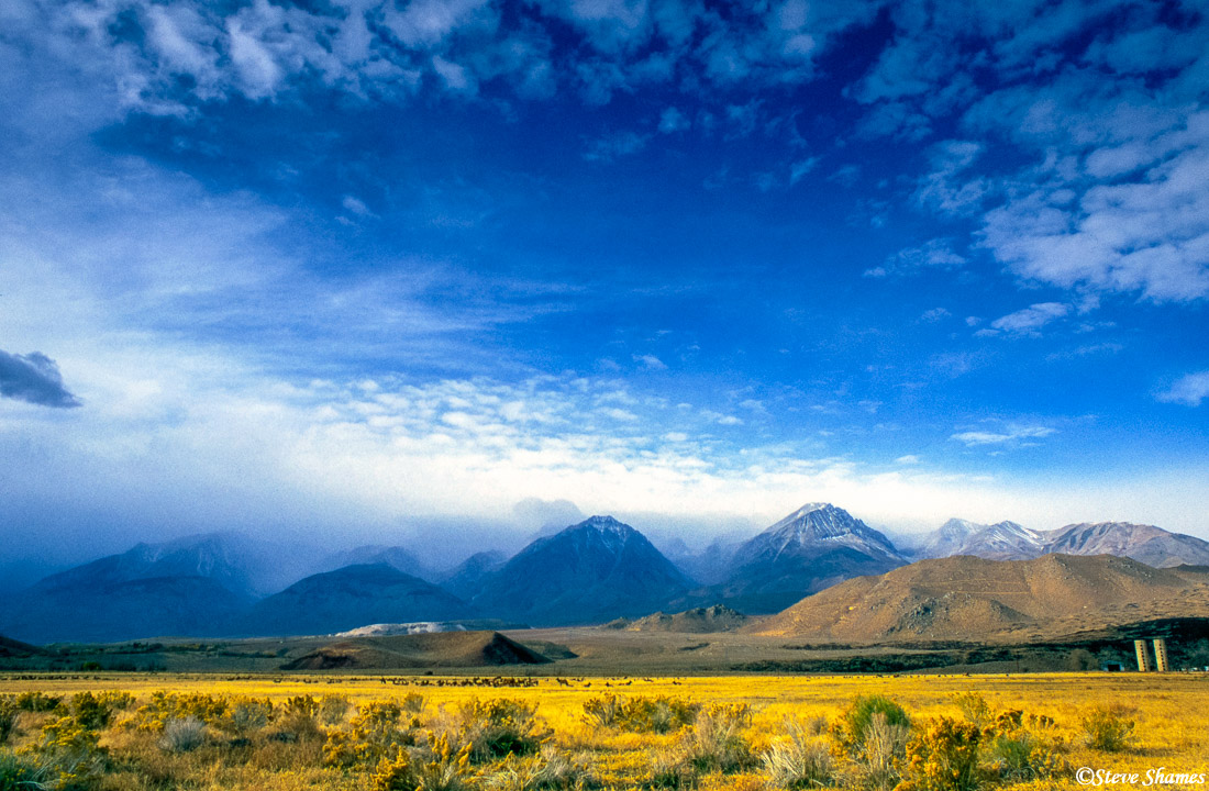 A really stunning clouded sky enhances this mountain scene close to the town of Bishop.