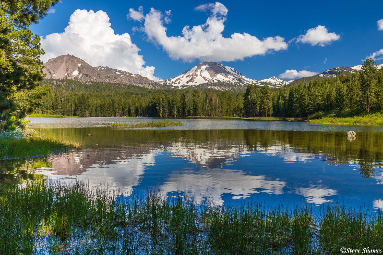 Snow covered Mt. Lassen in the distance. It is still an active volcano.