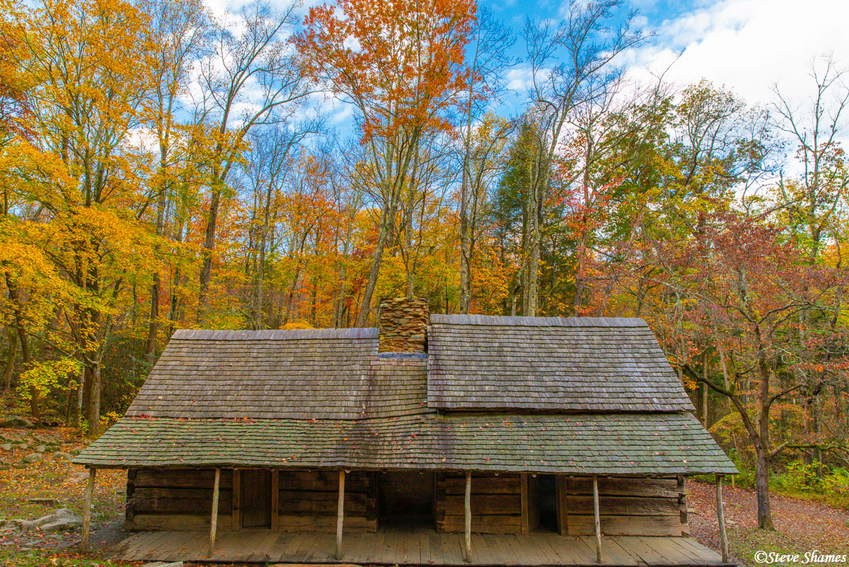 This old structure was within the park by Gatlinburg Tennessee. It is known as "Noah Ogle Cabin". The fall colors really add...