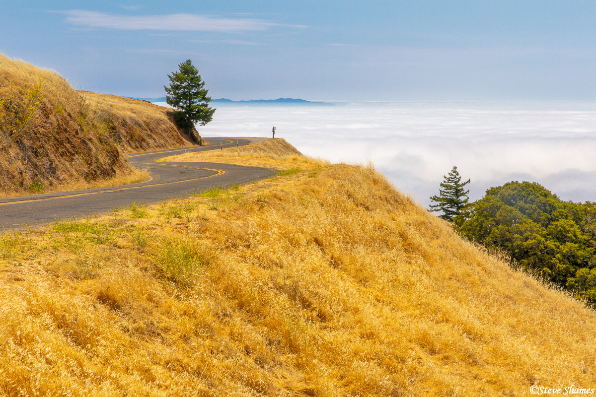This twisty road overlooks the Pacific Ocean, but today it overlooked an ocean of clouds.