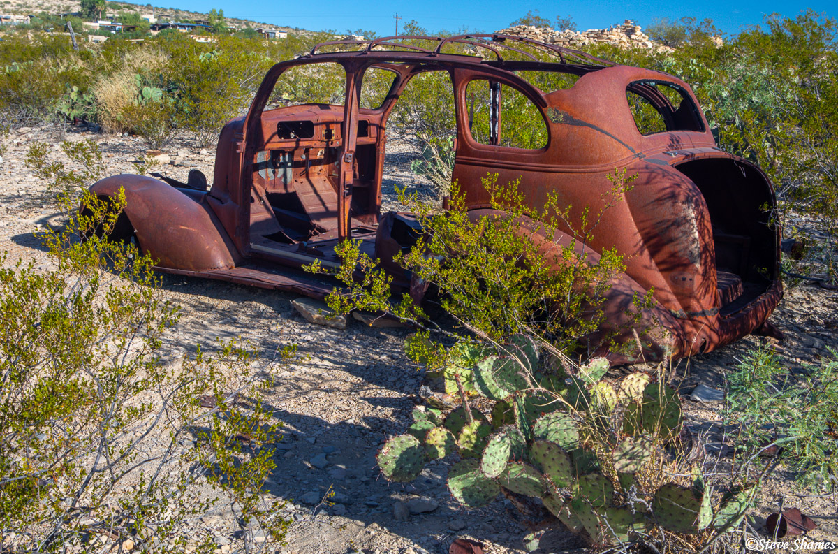 This old junked car has probably been sitting here for decades amongst the cactus.