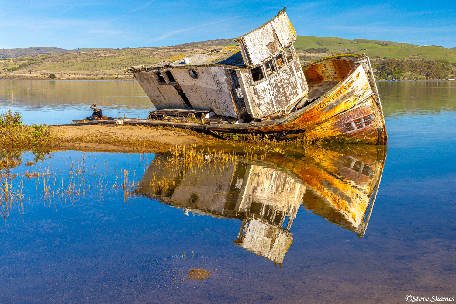I noticed the great refection of this old shipwreck near Point Reyes.