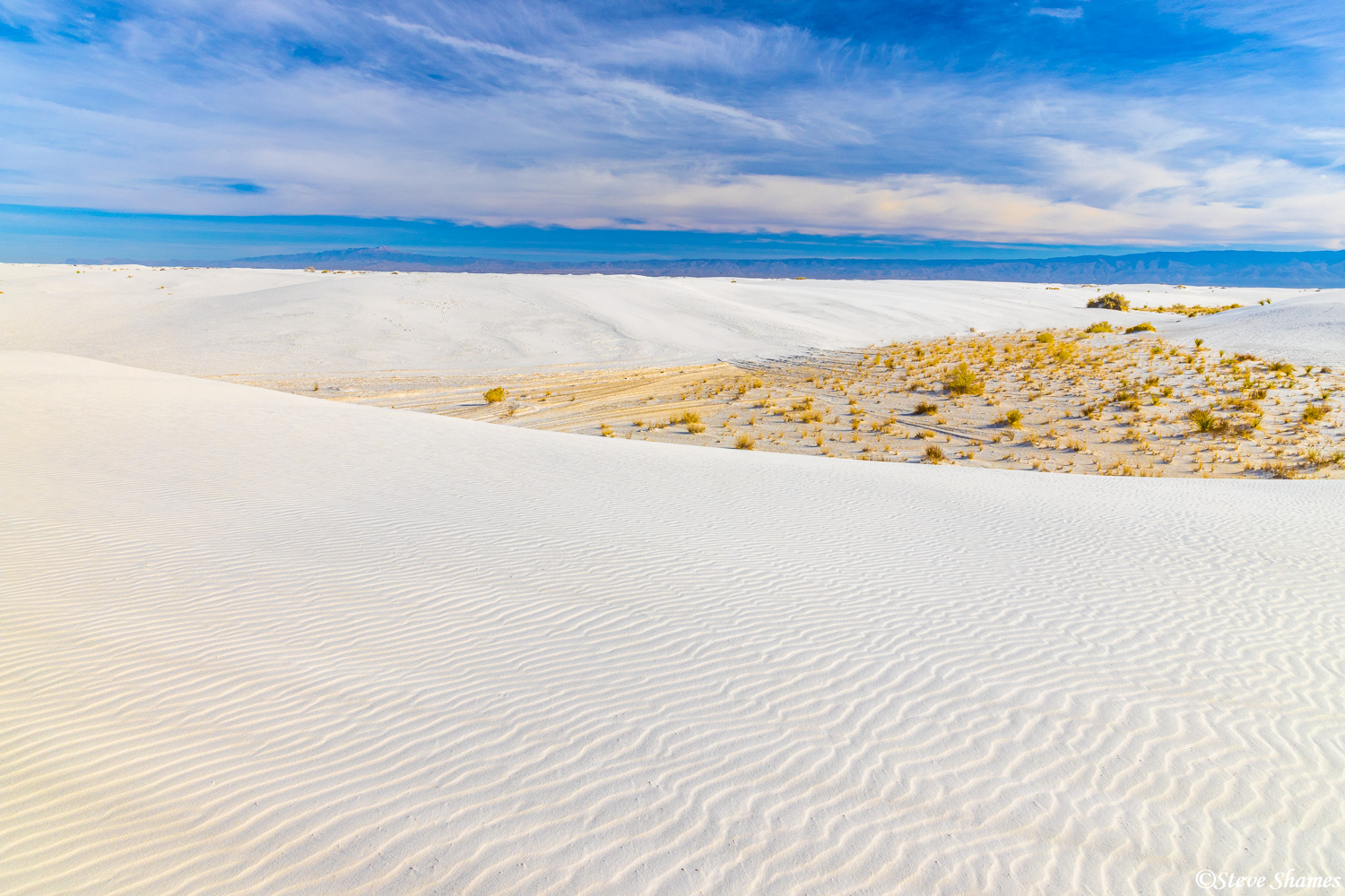The rippled pristine sands of White Sands National Monument.