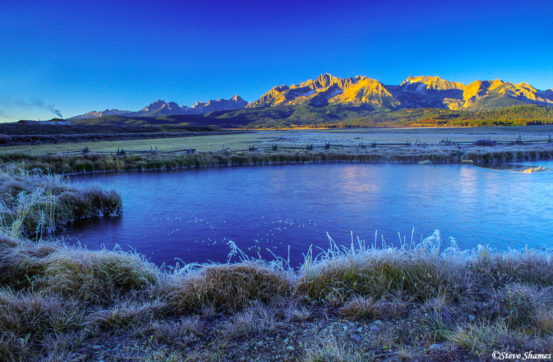 This frosty scene was in Stanley, Idaho. Even in the fall, it got down to 0 degrees at sunrise.