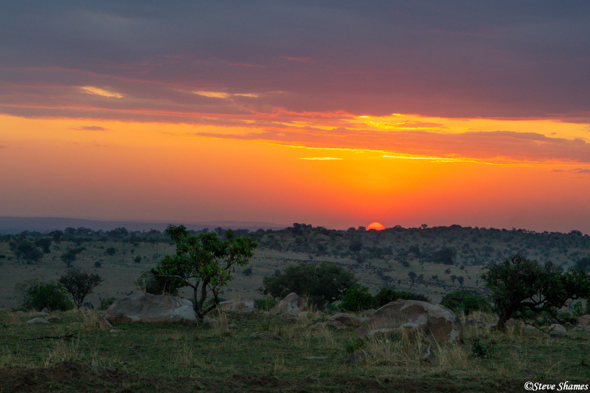 A beautiful sunset just outside our camp -- Lemala Kuria Hills.