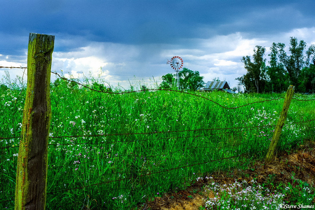 An interesting fence, a scenic sky, and distant farm structures made this a scene I really liked.